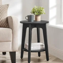 Bijzettafel - Nachtkastje - Kleine Salontafel - Zwart - 50x40x40 cm - Banktafel