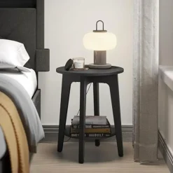 Bijzettafel - Nachtkastje - Kleine Salontafel - Zwart - 50x40x40 cm - Banktafel