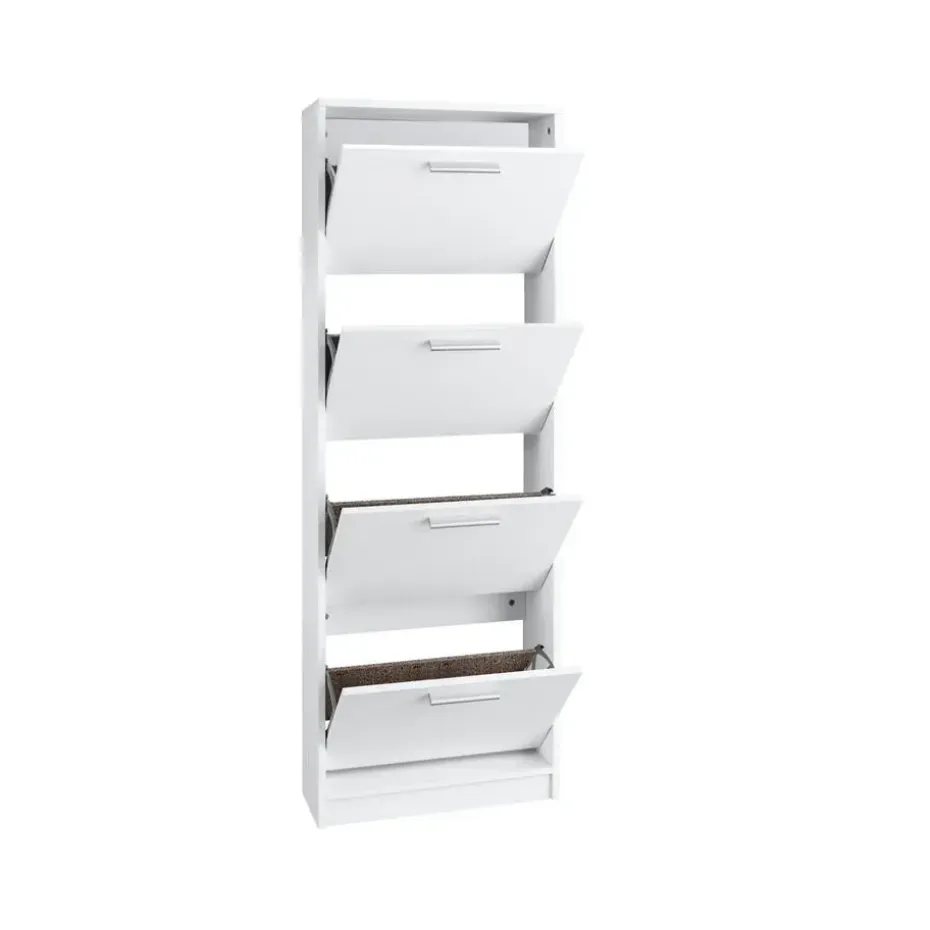 Bill - Schoenenkast met 4 kleppen in wit