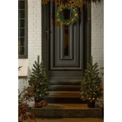 Black Box Trees Nagoya Set van 2 Kerstbomen en 1 Krans - H90 x Ø45 cm