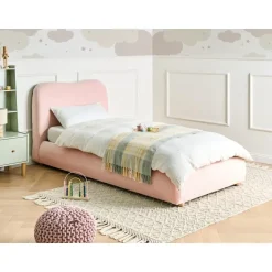 BLAGNAC - Bed met opbergruimte - Roze - 90 x 200 cm - Bouclé