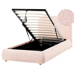 BLAGNAC - Bed met opbergruimte - Roze - 90 x 200 cm - Bouclé