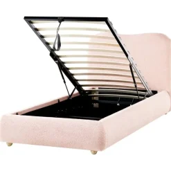 BLAGNAC - Bed met opbergruimte - Roze - 90 x 200 cm - Bouclé