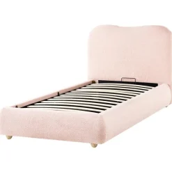 BLAGNAC - Bed met opbergruimte - Roze - 90 x 200 cm - Bouclé