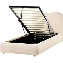 BLAGNAC - Bed met opbergruimte - Lichtbeige - 90 x 200 cm - Bouclé