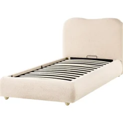 BLAGNAC - Bed met opbergruimte - Lichtbeige - 90 x 200 cm - Bouclé