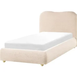 BLAGNAC - Bed met opbergruimte - Lichtbeige - 90 x 200 cm - Bouclé