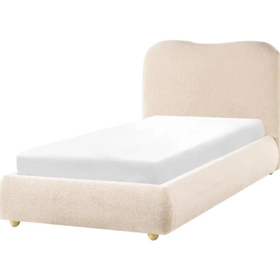 BLAGNAC - Bed met opbergruimte - Lichtbeige - 90 x 200 cm - Bouclé
