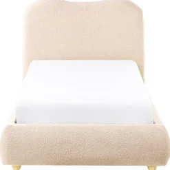 BLAGNAC - Bed met opbergruimte - Lichtbeige - 90 x 200 cm - Bouclé