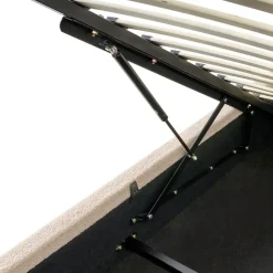 BLAGNAC - Bed met opbergruimte - Lichtbeige - 90 x 200 cm - Bouclé