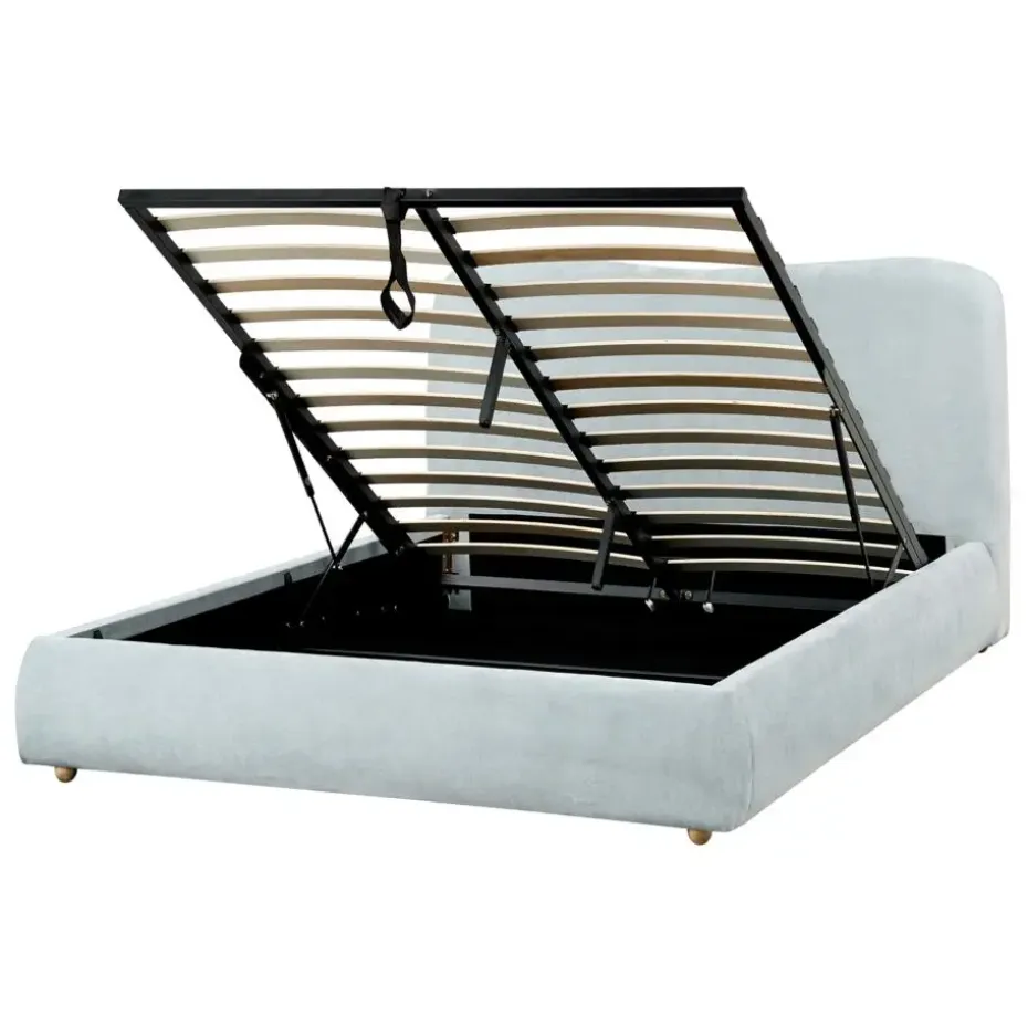 BLAGNAC - Tweepersoonsbed - Lichtblauw - 140 x 200 cm - Stof