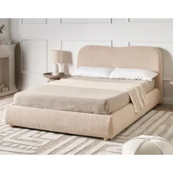 BLAGNAC - Tweepersoonsbed - Beige - 140 x 200 cm - Bouclé