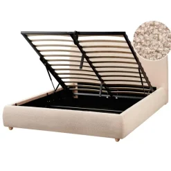 BLAGNAC - Tweepersoonsbed - Beige - 140 x 200 cm - Bouclé