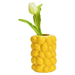 Bloemenvaas citroenen - geel - keramiek - D12 x H19 cm
