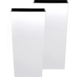 Bloempot/plantenpot Urbi - wit - 19 x 19 x 37 cm