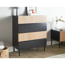 BLYTHE- Ladekast 4 lades - Zwart/Bruin - MDF