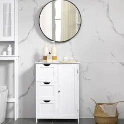 Bobbel Home - Badkamermeubel - Badkamerkast - 3 Lades - 1 Deur - Hout - Wit