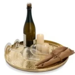 Bobbel Home - Decoratief Dienblad ø 40 cm Rond - Goud - Metaal