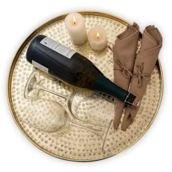 Bobbel Home - Decoratief Dienblad ø 40 cm Rond - Goud - Metaal