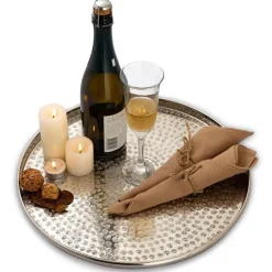 Bobbel Home - Decoratief Dienblad ø 40 cm Rond - Zilver - Metaal