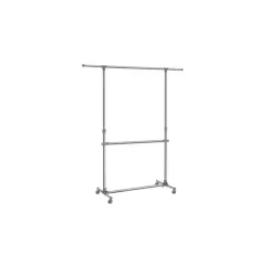 Bobbel Home - Garderoberek - Met wieltjes - Hoogte verstelbaar - RVS - Zilver