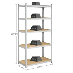 Bobbel Home - Kelderkast - 200 x 100 x 50 cm - Zilverkleurig