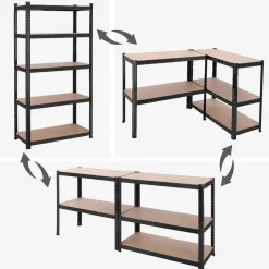 Bobbel Home - Stellingkast - 5 verstelbare planken - max 600kg - Zwart