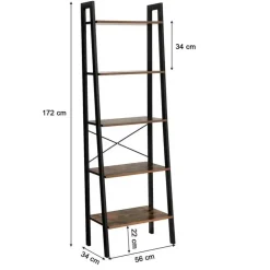 Bobbel Home - Vintage - Kast Met 5 Planken - Zwart/Bruin