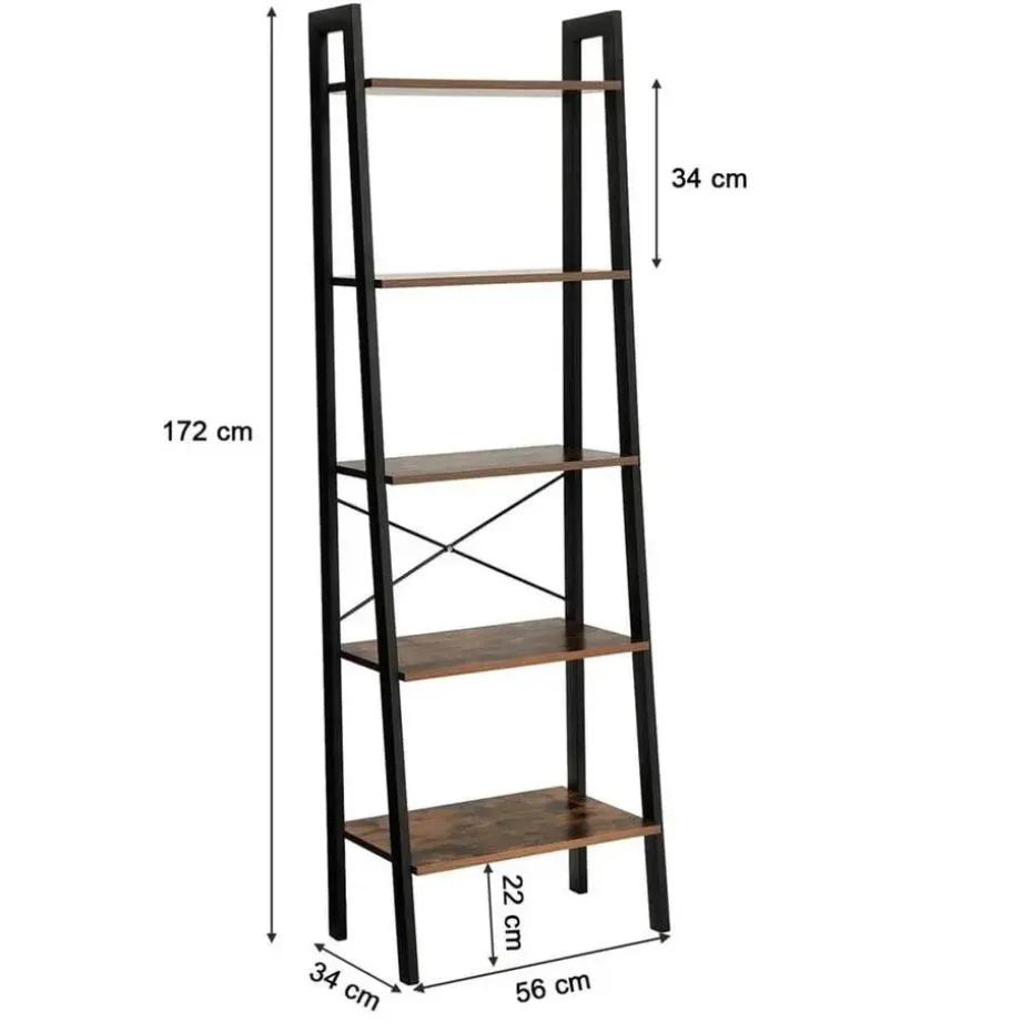 Bobbel Home - Vintage - Kast Met 5 Planken - Zwart/Bruin