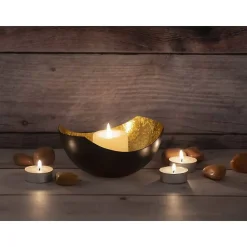 Bobbel Home - Waxinelichthouder set 2 stuks Kandelaar Love bowl vorm zwart mat