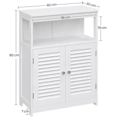 Bobbel Home - Witte Badkamerkast - Inclusief 2 Lamellendeuren - Landelijk - MDF