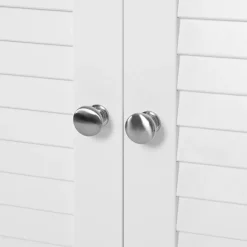 Bobbel Home - Witte Badkamerkast - Inclusief 2 Lamellendeuren - Landelijk - MDF