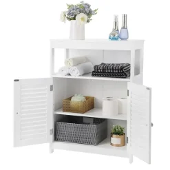 Bobbel Home - Witte Badkamerkast - Inclusief 2 Lamellendeuren - Landelijk - MDF