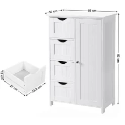 Bobbel Home Badkamerkast - 4 Lades - MDF - Wit