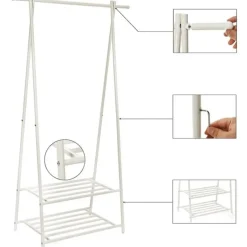 Bobbel Home kledingrek kapstok met 2 schoenplanken Wit