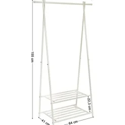 Bobbel Home kledingrek kapstok met 2 schoenplanken Wit