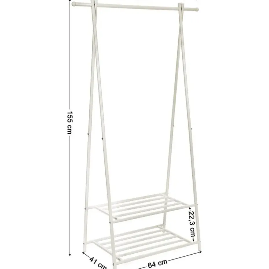 Bobbel Home kledingrek kapstok met 2 schoenplanken Wit