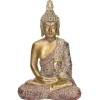 Boeddha beeld - goudkleurig - zittend - polystone - 20 cm