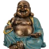 Boeddha beeld Happy Shaman - kunststeen - goud/jade - 22 x 23 cm