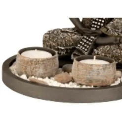 Boeddha beeldje - kaarshouders - schaal - goud/zwart - 18 x 21 cm