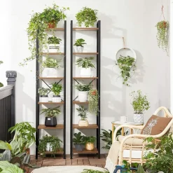 Boekenkast - Opbergrek Met 6 Planken - Open Planken - Vintage - Bruin/Zwart