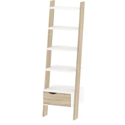 Boekenkast Delta 1-lade - wit/eikenkleur - 180,4x55,1x48,1 cm