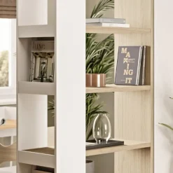 Boekenkast Ellana 7 open vakken-lichte eik/wit