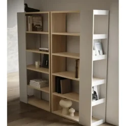 Boekenkast Ellana 7 open vakken-lichte eik/wit