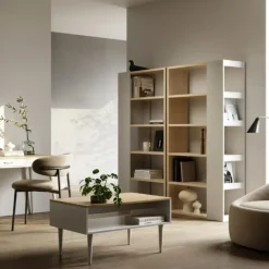 Boekenkast Ellana 7 open vakken-lichte eik/wit