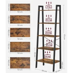 Boekenkast Industrieel - Boekenstandaard - Ladderkast 5 Laags