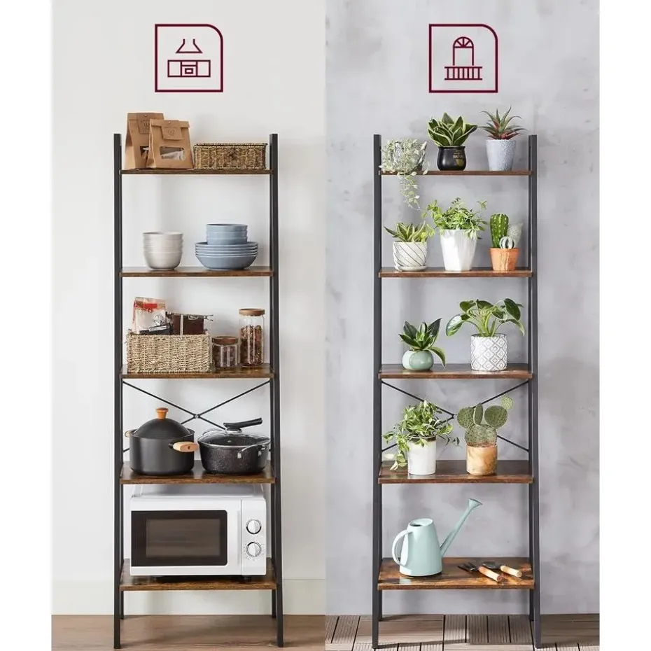 Boekenkast Industrieel - Boekenstandaard - Ladderkast 5 Laags