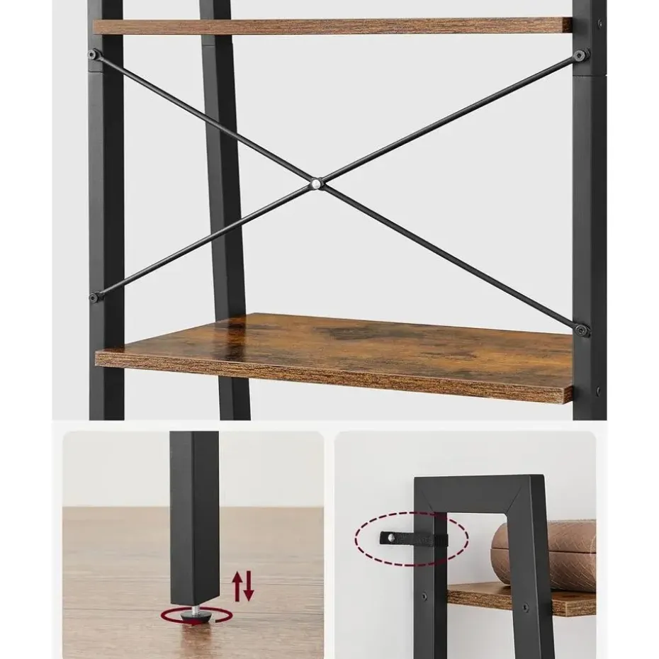 Boekenkast Industrieel - Boekenstandaard - Ladderkast 5 Laags