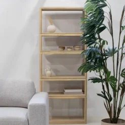 Boekenkast Naturel Mangohout - 80x40x200cm - Noëlle