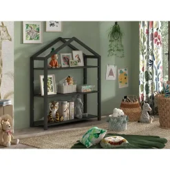 Boekenrek Dallas - 111x40x141cm - massief dennenhout - antraciet